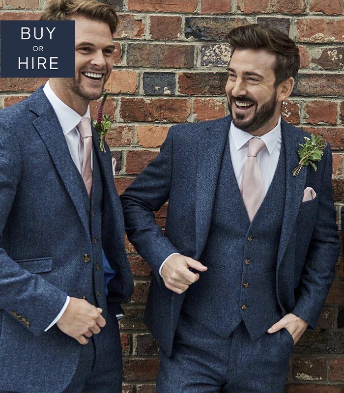 Shrewsbury Slim-fit Blue Tweed Suit Jacket