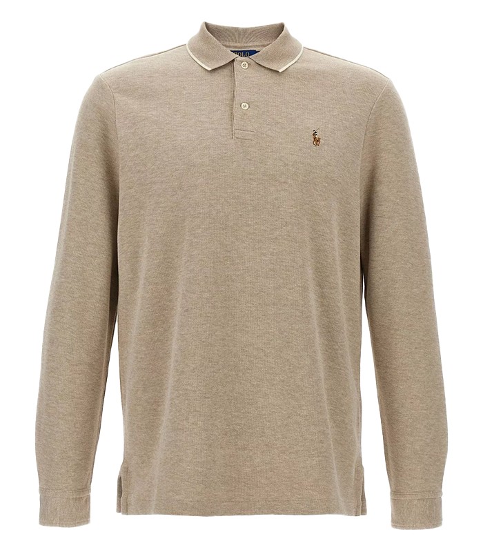 Ralph Lauren Double Knit L/S Polo Shirt 01d-1Beige Heather