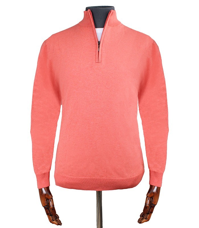 Brigdens Cotton 1/4 Zip Pullover Coral