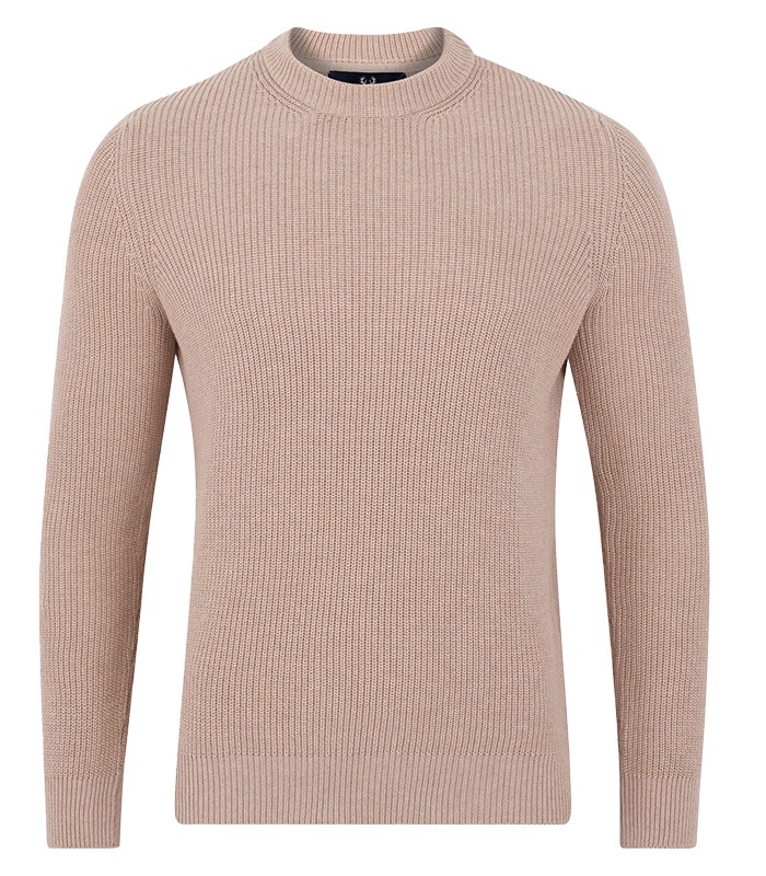 Brigdens Fisherman Rib Knit Jumper Sand